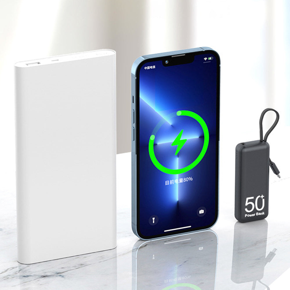 Portable Mini 5000mAh Power Bank Built-in Type-C Charging Cable Phone Charger External Battery Portable Mini 5000mAh Power Bank Built-in Type-C Charging Cable Phone Charger External Battery
